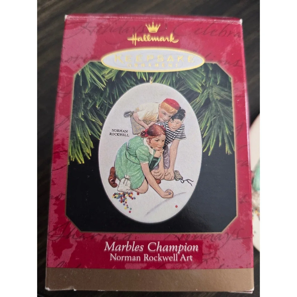 Hallmark Keepsake 1997 Marbles Champion Norman Rockwell Art Ornament with Box‎